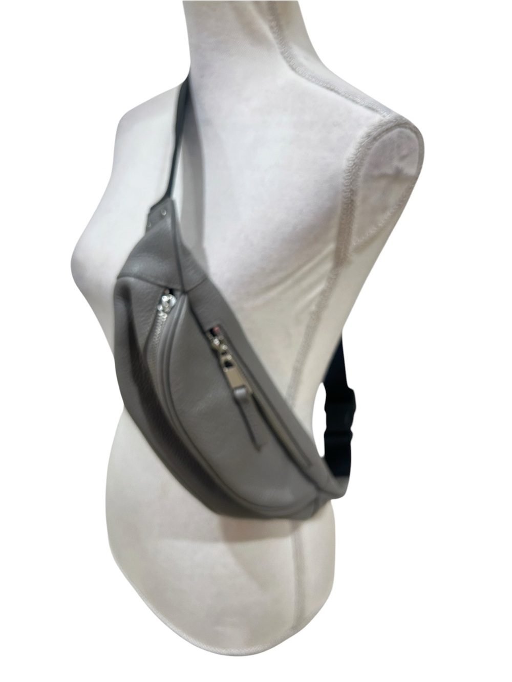 Treasure & bond Gray pebble vegan Leather Crossbody Sling Bag zippers Waist Pack
